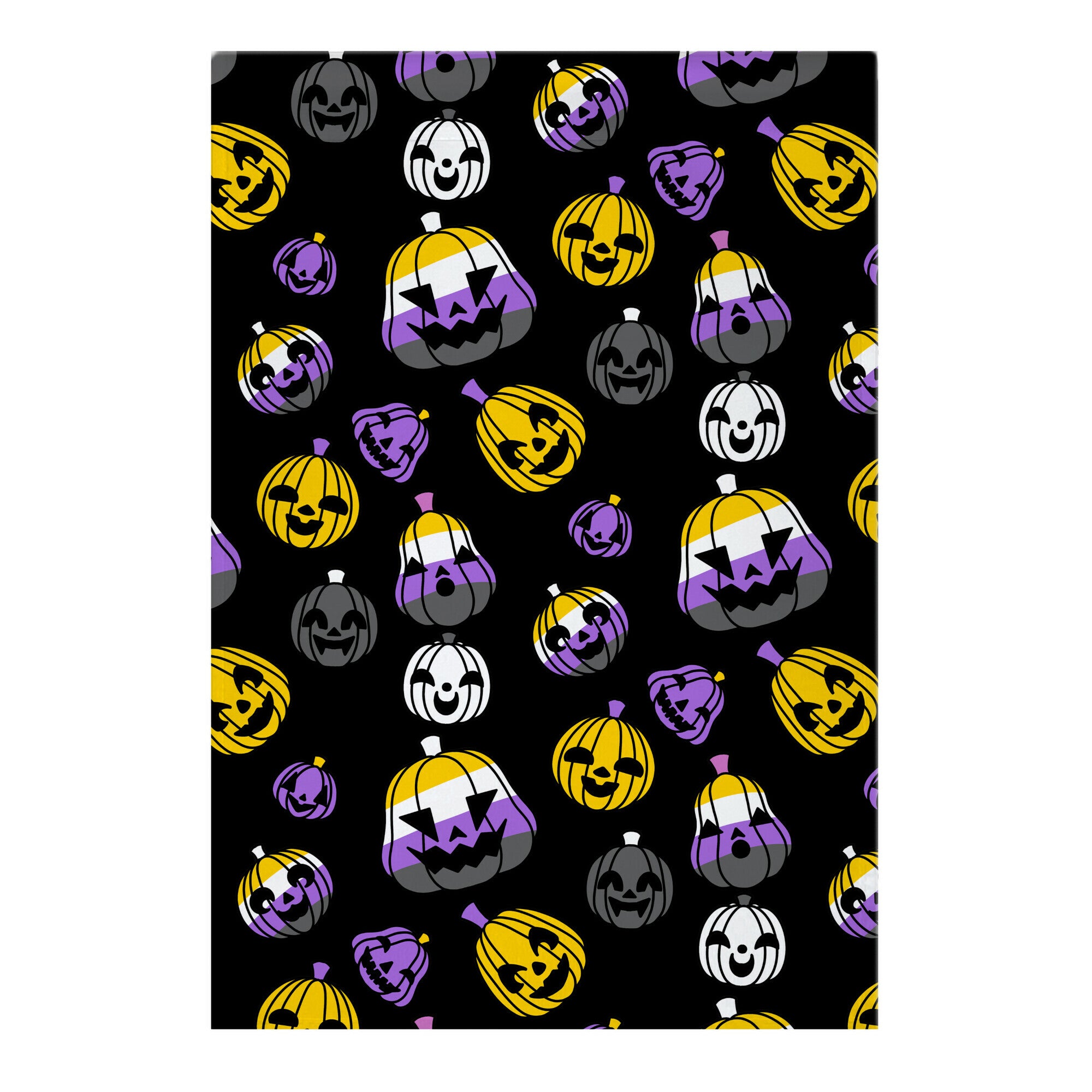 Nonbinary Pride Jack-o'-Lanterns Pattern Garden Flag